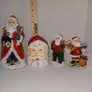 Festive Santa Claus Figurines - Red and White. Christmas Holiday Cheer Decor